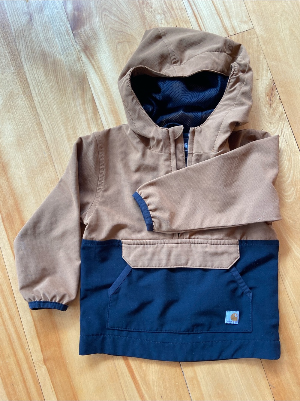 Carhartt Toddler Hooded water Repellent Pullover in Brown and Black- 2T